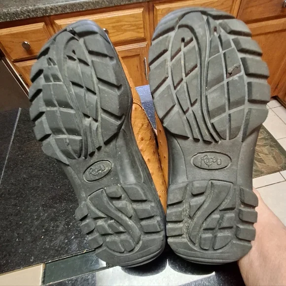 Roper Performance Faux Ostrich Leather Brown Slip-on Shoes Youth Kids Size 3 - Picture 11 of 16